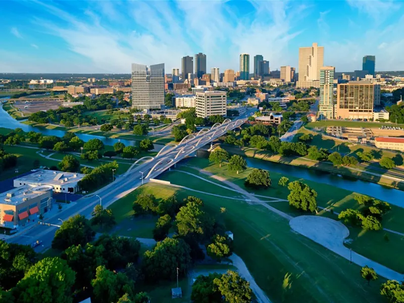 Fort Worth skyline and Trinity River