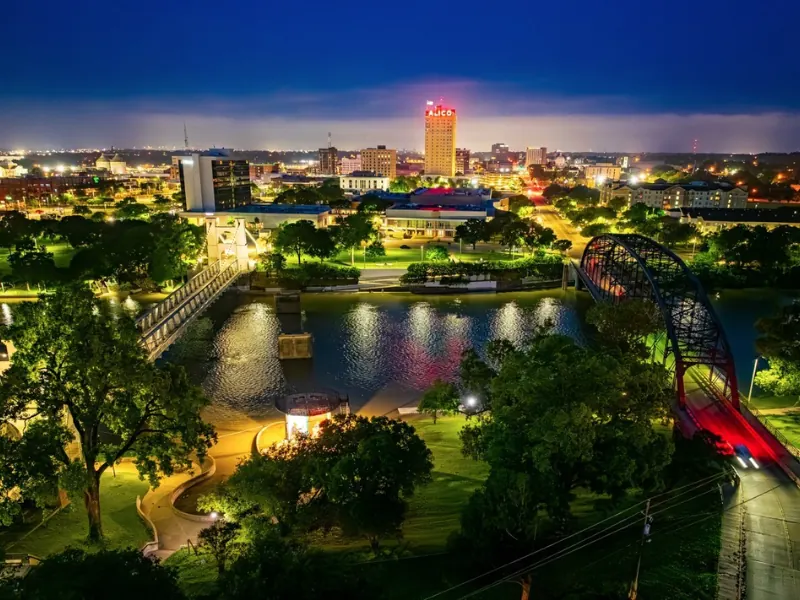 Waco skyline and riverfront