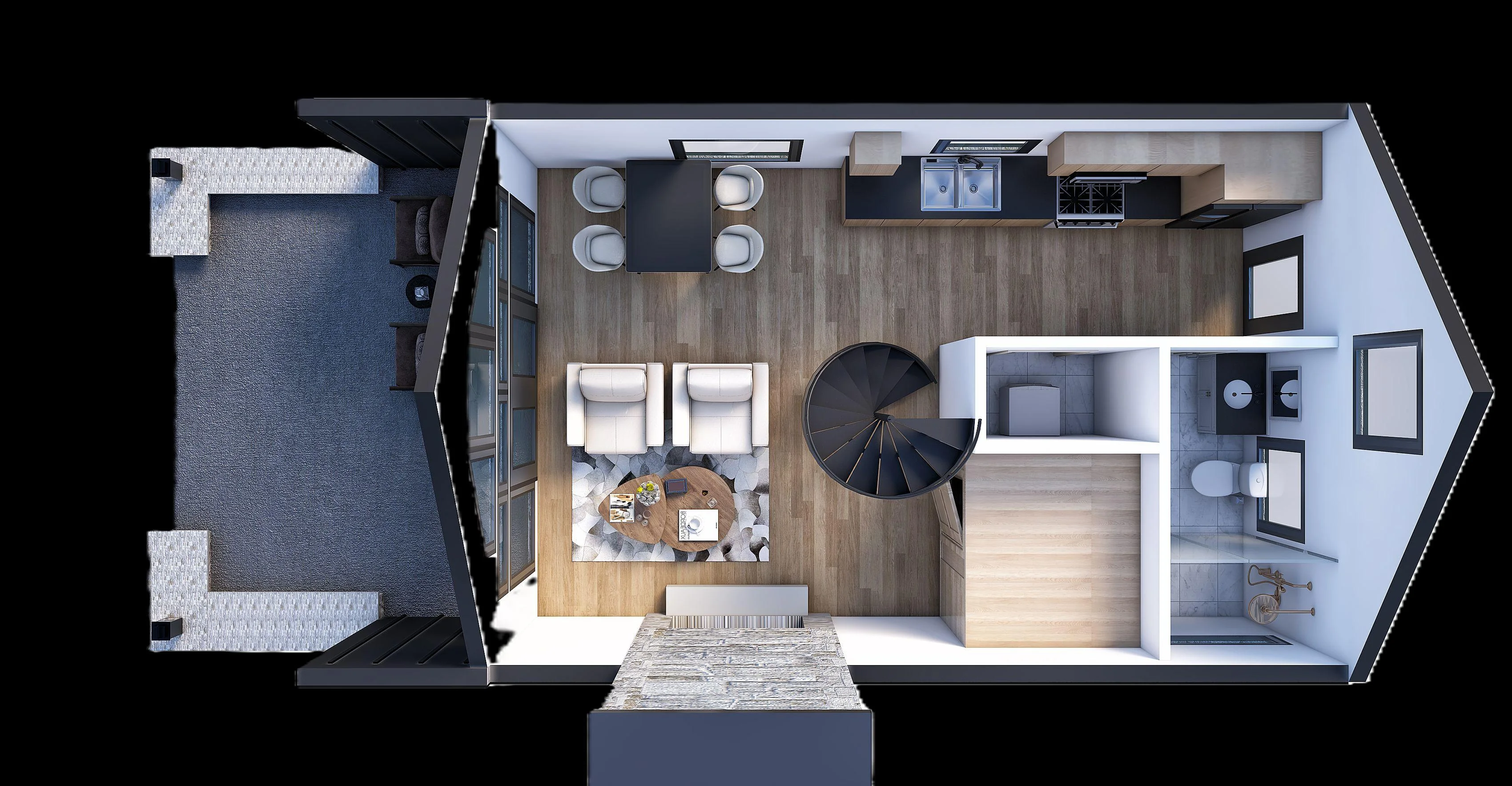 1BR cabin first floor plan