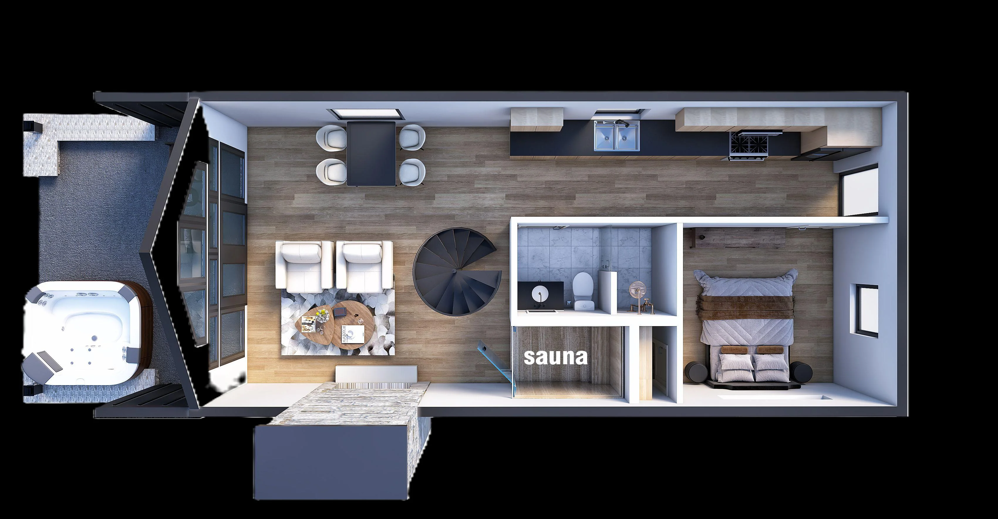 2BR cabin first floor plan